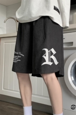 港风夏季新款宽松桃皮绒字母印花运动裤男女短裤K6104P25控38，男装牛仔裤，电商A268A