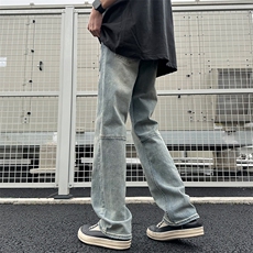 2024春季新款外景大码美式破洞拼接牛仔裤M-5XGK24094-P50，男装牛仔裤，电商A022