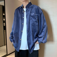 衬衫男港风潮流灯芯绒帅气2023秋冬新款ins宽松百搭外套W3603-P36，男装衬衫，星座412-3
