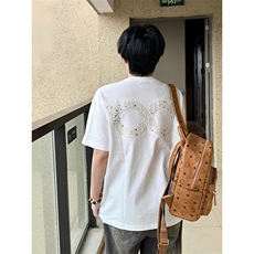 万针全刺绣工艺抖音得物高品质260克重磅纯棉双纱美式高街短袖T恤，男装T恤，电商A486