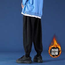 2021冬季港风蒙马特大码男束脚宽松加大加绒加厚休闲裤K20101-P45,男装休闲裤,电商A001