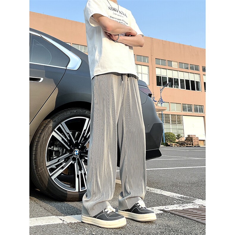 A178XK458新款夏季薄款男直筒长裤冰丝休闲宽松垂感阔腿卫裤,男装休闲裤,电商A178