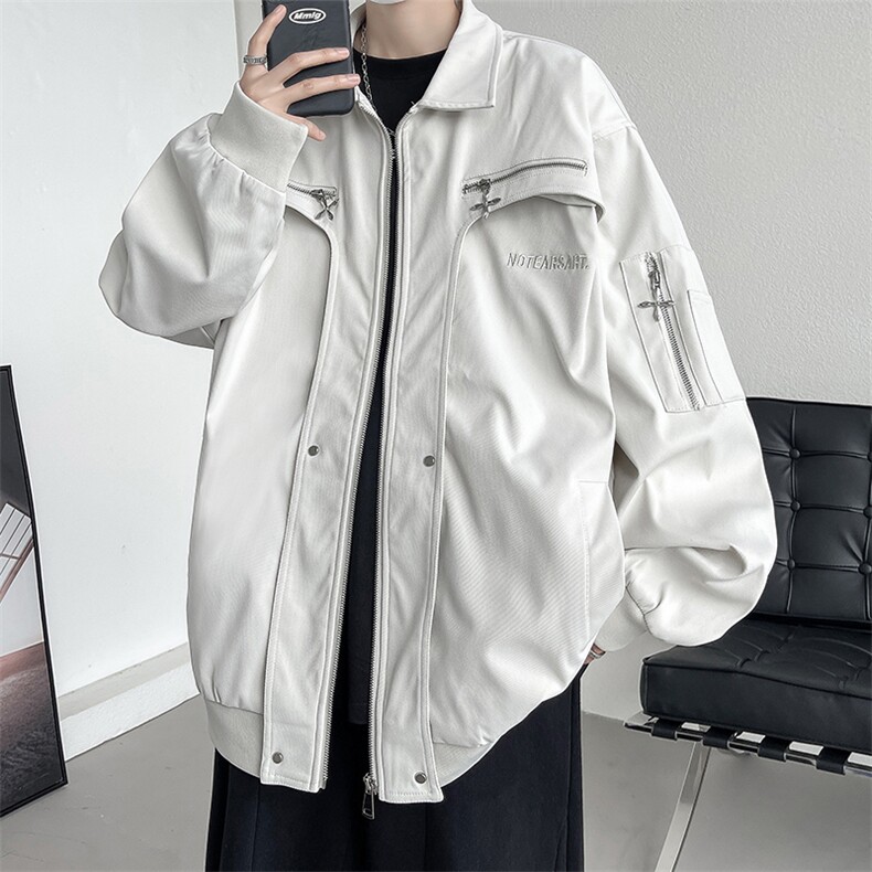 复古高级感翻领宽松夹克棒球服外套JK06612-P98,男装夹克,星座308B-2