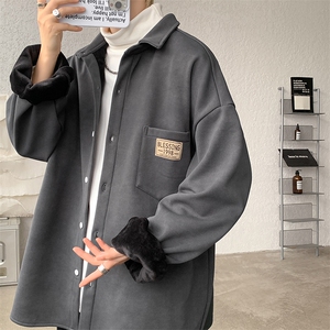 8XL-M秋冬款加绒加厚衬衫男做旧脏脏保暖外套大码衬衣CS29002P65