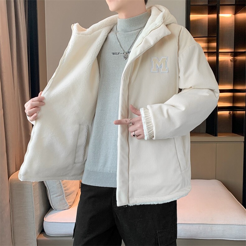 灯芯绒两面穿棉服男女羊羔毛棉衣外套冬季加厚棉袄M0811-P120,男装棉衣,星座308B-2