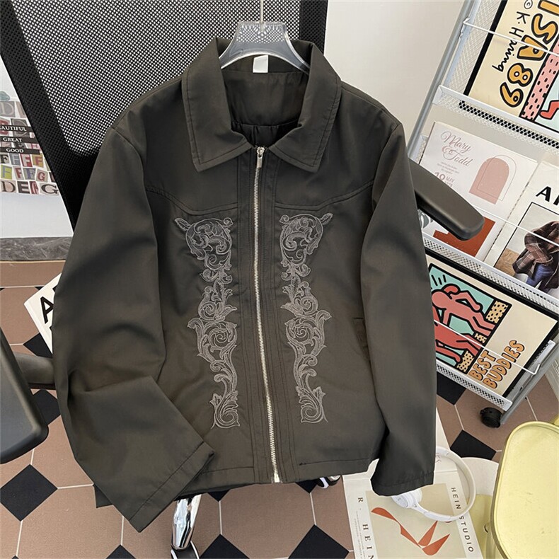 2025新款雕花刺绣夹克设计感工装外套潮牌痞帅男现货W8580-P66,男装夹克,星座512-4