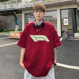 量大优供抖音视频 支持得物配合二开美式满天星亮片短袖T恤MTX599图片