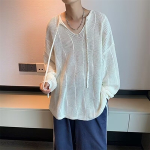 针织衫男士韩版潮流镂空宽松百搭2024秋季ins帅气外套MZ431-P43图片