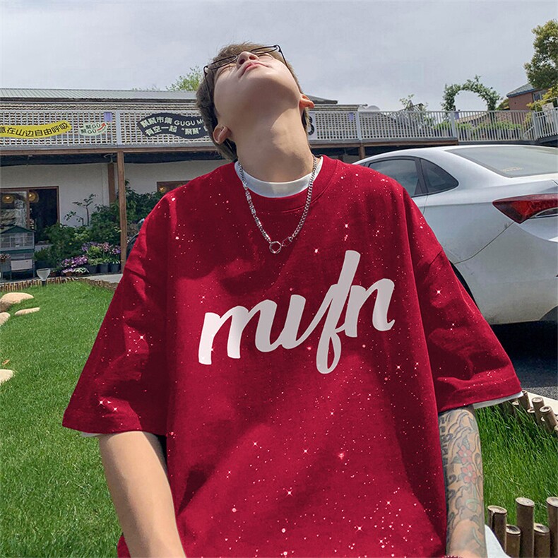 量大优供抖音视频支持得物配合二开美式满天星亮片短袖T恤MTX600,男装T恤,电商A486-1