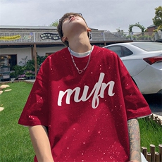量大优供抖音视频支持得物配合二开美式满天星亮片短袖T恤MTX600，男装T恤，电商A486-1
