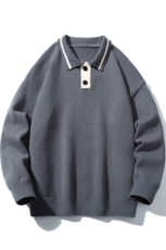 1日系白底POLO衫领潮流毛衣大码M-5XL针织衫男外套男8720P60控88，男装Polo衫，星座226-2