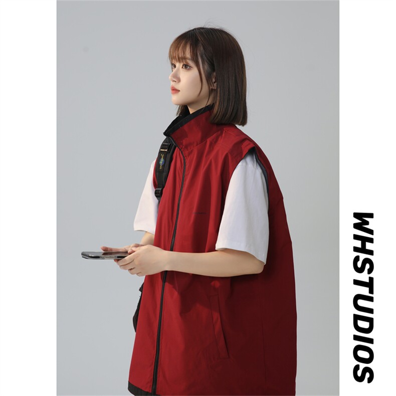 MJ156/P55夏季满天星马甲两面穿休闲男情侣百搭两面服背心外套图片