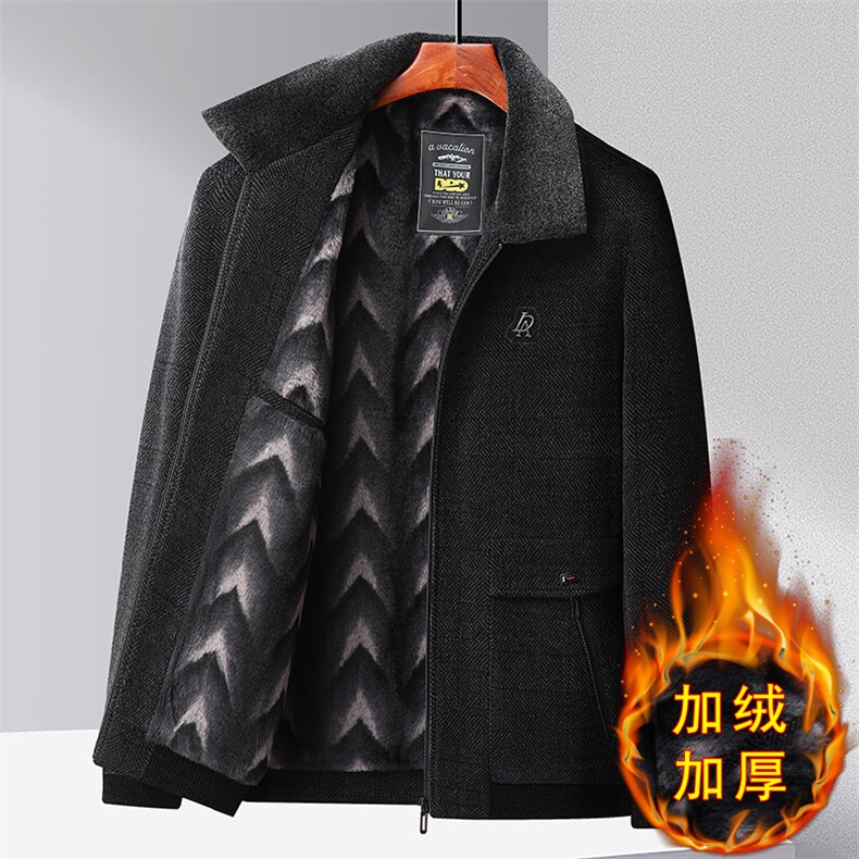 冬季新款男士雪尼尔翻领棉服中老年加绒加厚保暖男装棉衣休闲外套,男装棉衣,电商B212（原钱塘6029）