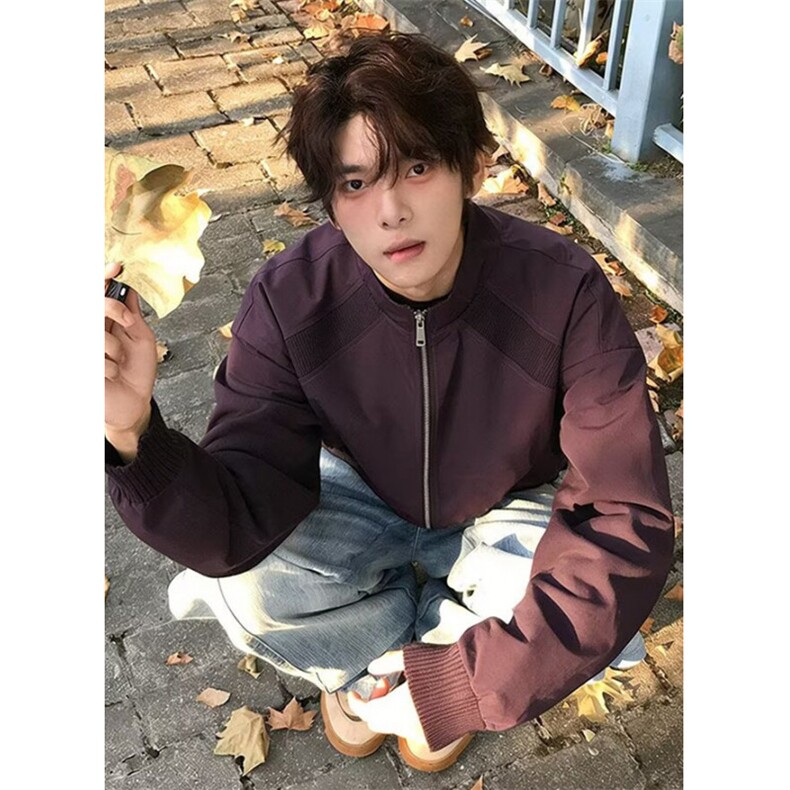 感新款解构通勤立领棒球服男春秋季有内袋保暖棉服夹克J6113,男装夹克,星座1116A（原606A-3）