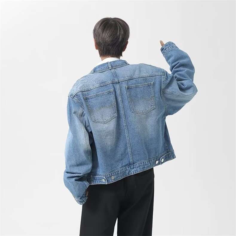 美式时尚高街痞帅长袖牛仔衫男士韩版潮流小众设计感夹克R826P65,男装夹克,星座1116-2