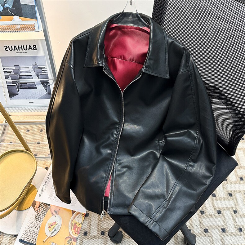 美式复古翻领皮衣外套男设计感拉链pu皮机车服夹克潮JK08568-P73,男装夹克,星座308B-1