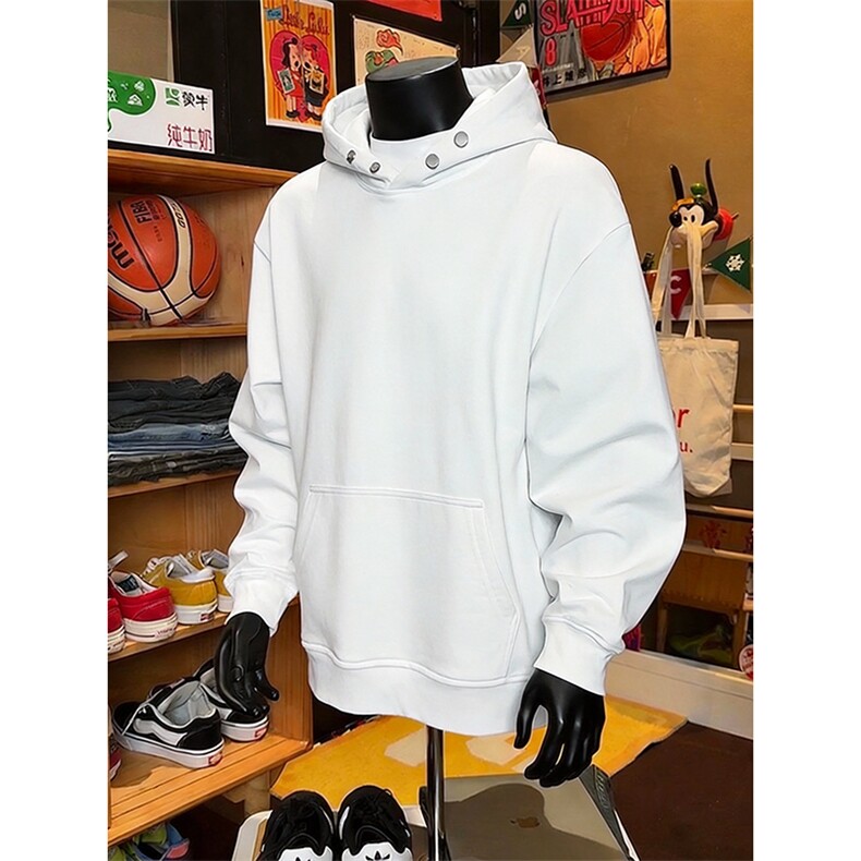 抖音得物品质二开26春装美式高街重磅廓形两粒扣连帽卫衣CM22,男装卫衣,电商A486