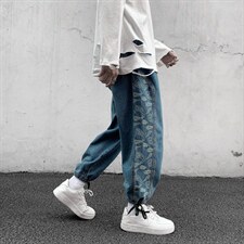 2021春新港风外景白墙港风牛仔裤小脚九分休闲宽松男裤N8150-P55，男装牛仔裤，电商A001