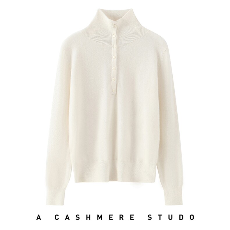 2025舒适百搭简约秋冬新款软糯舒适女士半开高领羊绒衫，女装羊绒衫，星纬羊绒