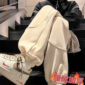 加绒加厚休闲运动卫裤男美式针织束脚裤715-6-BX13P55（控78）