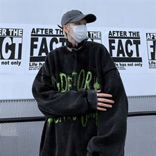 XZ517A-BK5503P60欧美重磅水洗复古圆领卫衣潮流大码男装，男装卫衣，星座517A