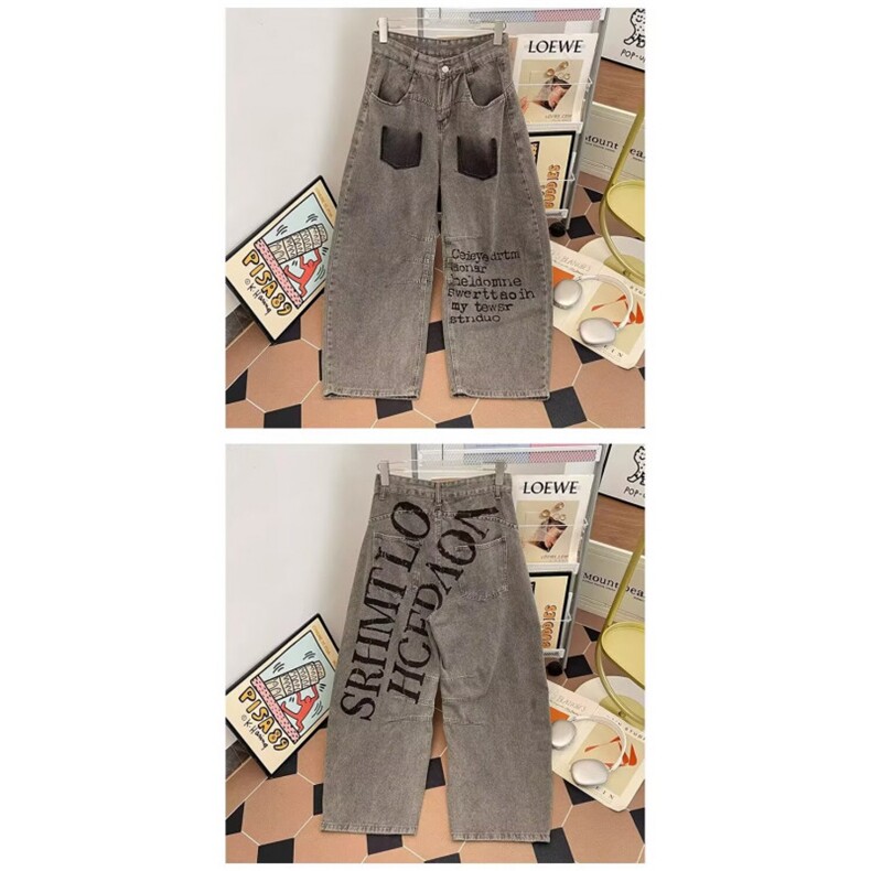 1506-1/KB3981/P59新腰护腰阔腿直筒牛仔裤宽裤长裤男女同款,男装牛仔裤,星座1506-1