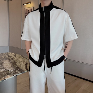 夏季高级拼色运动套装男韩版休闲短袖长裤两件套TZ215-P125控155图片