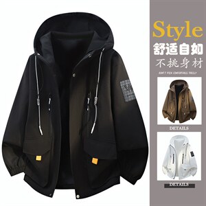 现货春季新款潮牌连帽休闲工装多口袋外套 A436-D209夹克-P65，男装夹克，电商A436