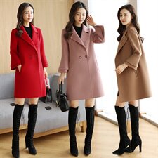 杭州产地货源新款时尚气质优雅中长款羊毛双面羊绒大衣外套女，女装双面呢大衣，媚琳依坊
