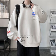 NASA圆领卫衣男大码加厚加绒长袖t恤男S6243-P28加绒款-P33，男装卫衣，电商A040