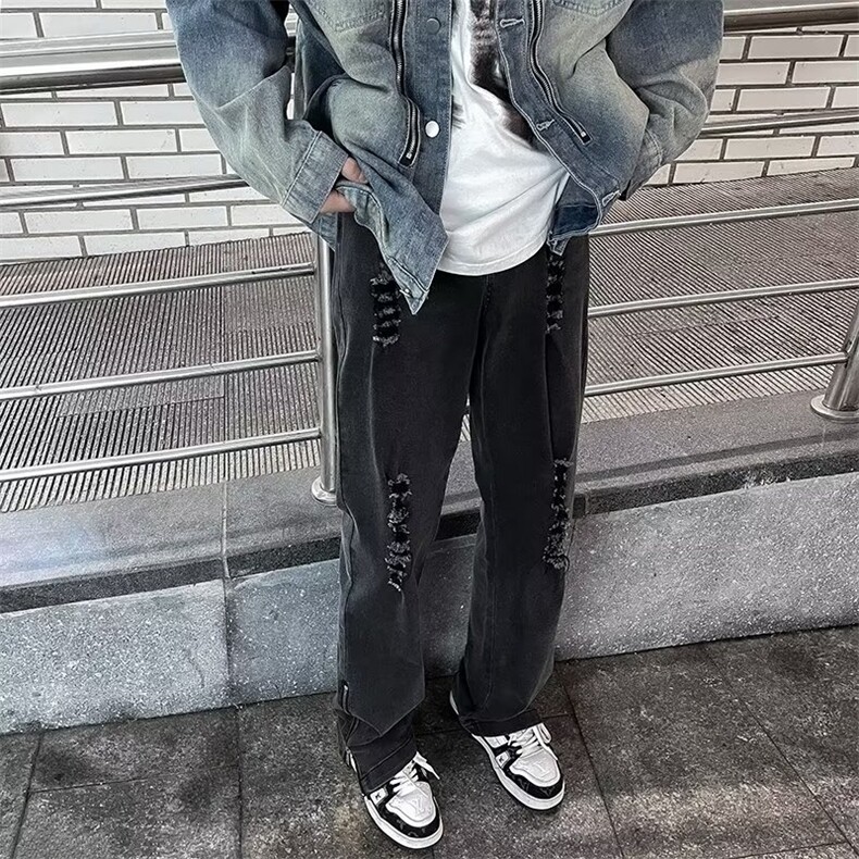 美式高街牛仔裤男破洞韩版潮流2024秋冬季新款ins长裤RK1150-P41,男装牛仔裤,星座412-2