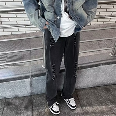 美式高街牛仔裤男破洞韩版潮流2024秋冬季新款ins长裤RK1150-P41，男装牛仔裤，星座412-2