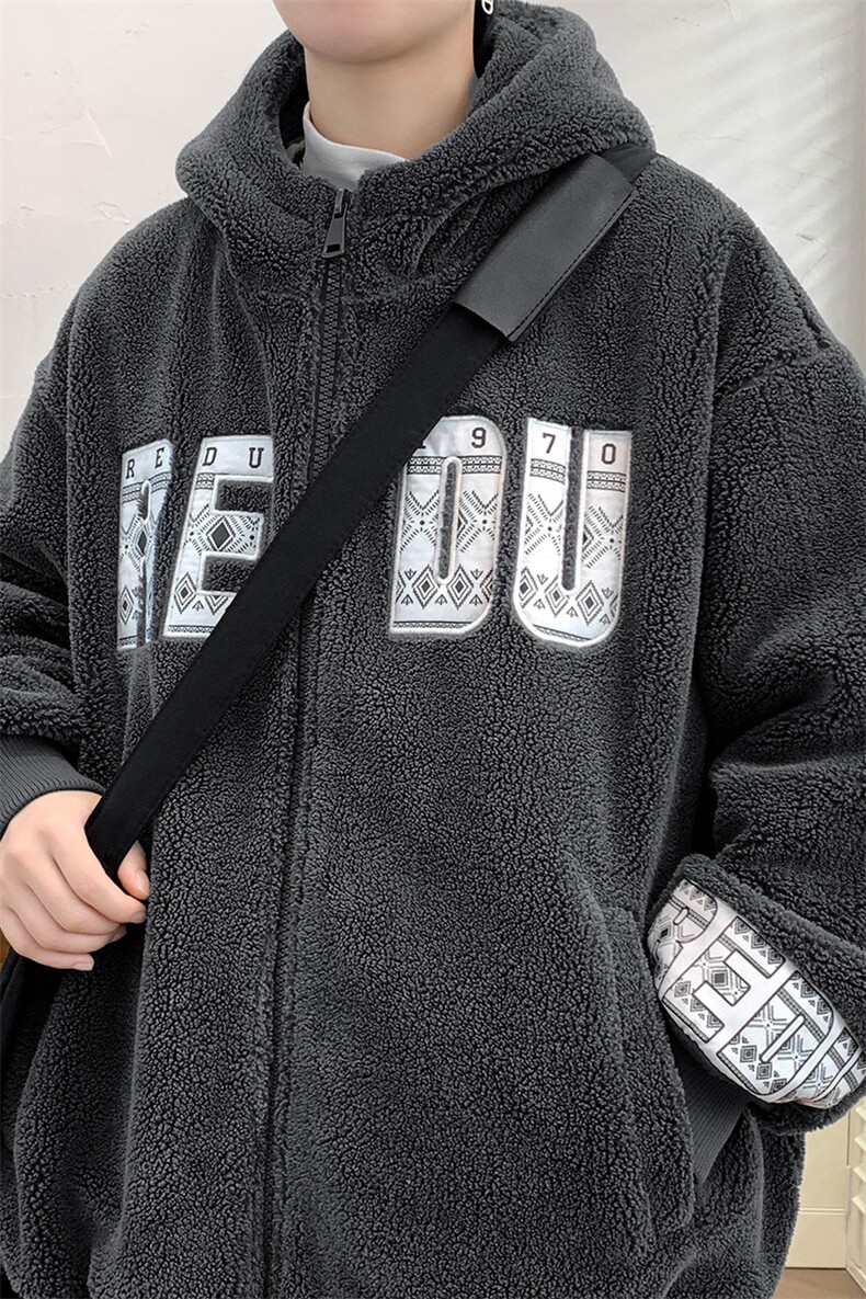 冬上新港风学生加绒休闲棉衣羊羔绒连帽外套男女988-P110控价158,男装棉衣,电商A441-1