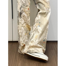 【有货】N1065CC-特P60美式复古涂鸦印花破洞牛仔裤男女，男装牛仔裤，星座1007（原301D）