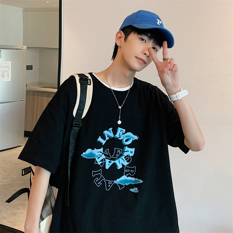 ！200g！2023春夏新款男士百搭短袖T恤潮流体恤衫T2207P25,男装T恤,电商B220