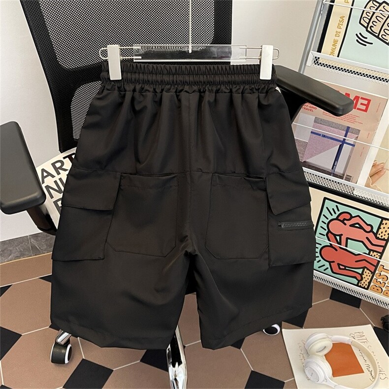 潮牌军绿色工装短裤男夏高街痞帅直筒运动中裤美式户外休闲五分裤，男装牛仔裤，星座506A