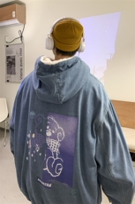 高品质休闲牛仔连帽羊羔毛衣潮流宽松服A161-521-P145控165，男装棉衣，电商A161