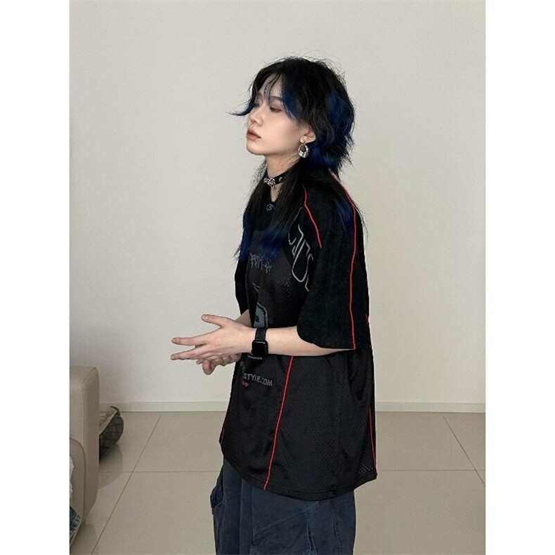 【网图现货】美式宽松复古网眼透气骑行服短袖T恤T47/特P35,男装T恤,星座205-3