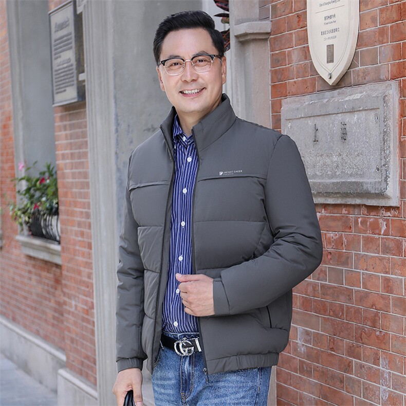 男装加厚棉服冬季新款中年男士商务休闲爷爷外套男装纯色立领棉服,男装棉衣,电商B212（原钱塘6029）
