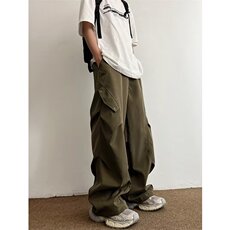 工装裤男新款设计感小众褶皱伞兵裤痞帅宽松直筒休闲裤LYK711-p40，男装休闲裤，星座1008