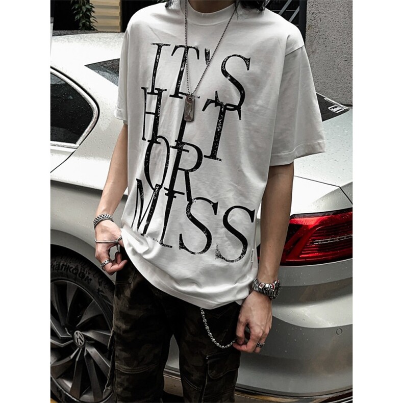 美式潮牌英文印花短袖宽松嘻哈男上衣外套D328-6T1106-P25，男装T恤，电商D328