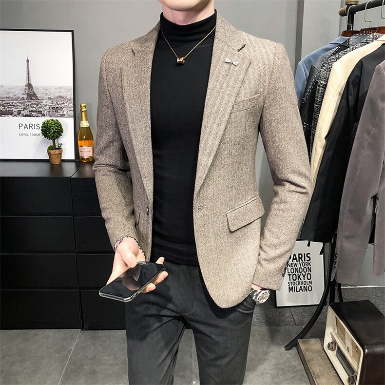 秋冬夹克西装单西修身休闲男士 西服 A236-XZ-190-P155图片