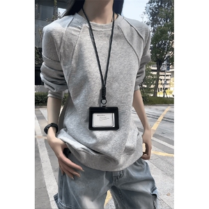 抖音得物高品质二开26春装美式高街重磅结构螺纹拼接圆领卫衣X095