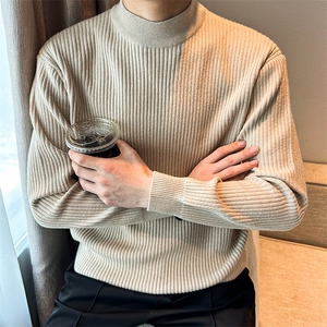 半高领毛衣男针织衫条纹线衣套头轻熟 MY6005-P45图片