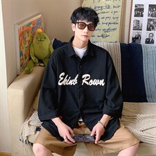 1港风发泡印花七分袖大码M-5XL中性情侣潮衬衫男QCS7010P45控69，男装衬衫，星座226-2