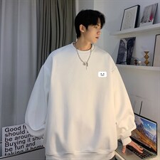 抖音品质秋季新款潮流小标宽松圆领落肩卫衣JK23343特批24控39，男装卫衣，星座605(原A050)