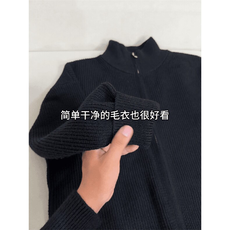 重磅秋冬北极绒双拉链毛衣开衫美式复古休闲慵懒风宽松针织衫外套,男装针织衫/毛衣,电商A486