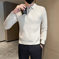 店主风小伙男士秋冬半拉链翻领纯色毛衣打底衫301A-1/M85/P58，男装T恤，星座301A-1