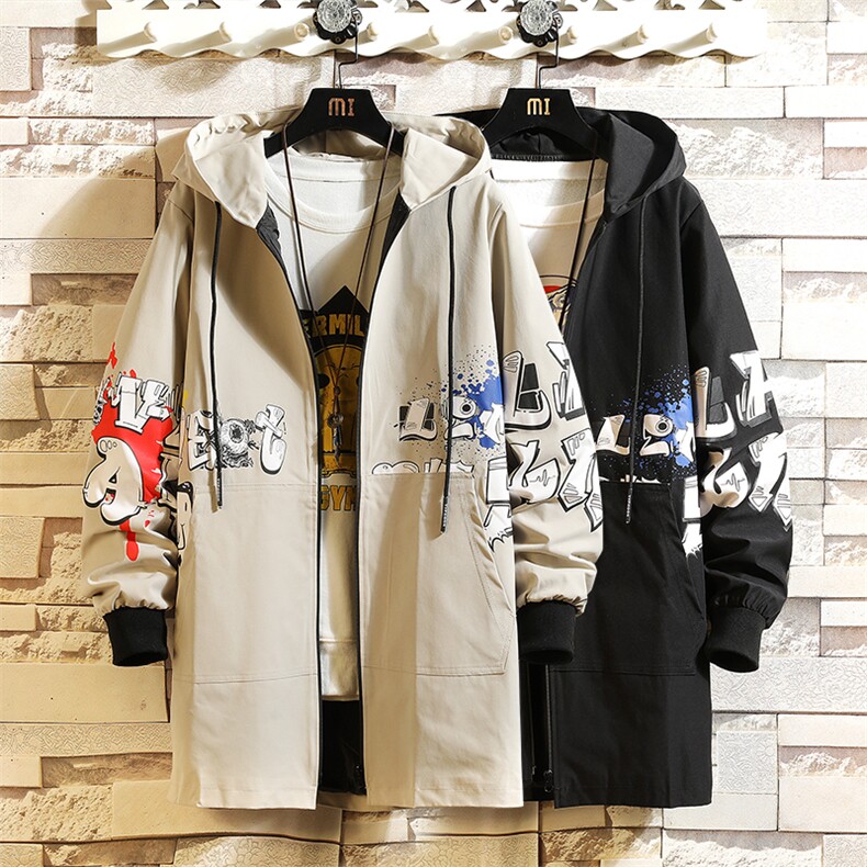 M-7XL2023秋季新款连帽中长款风衣大衣外套男加肥加大码控价98元,男装风衣,钱塘717(原712)