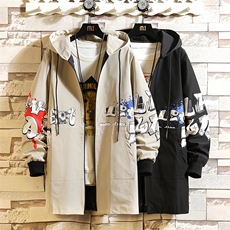 M-7XL2023秋季新款连帽中长款风衣大衣外套男加肥加大码控价98元，男装风衣，钱塘717(原712)